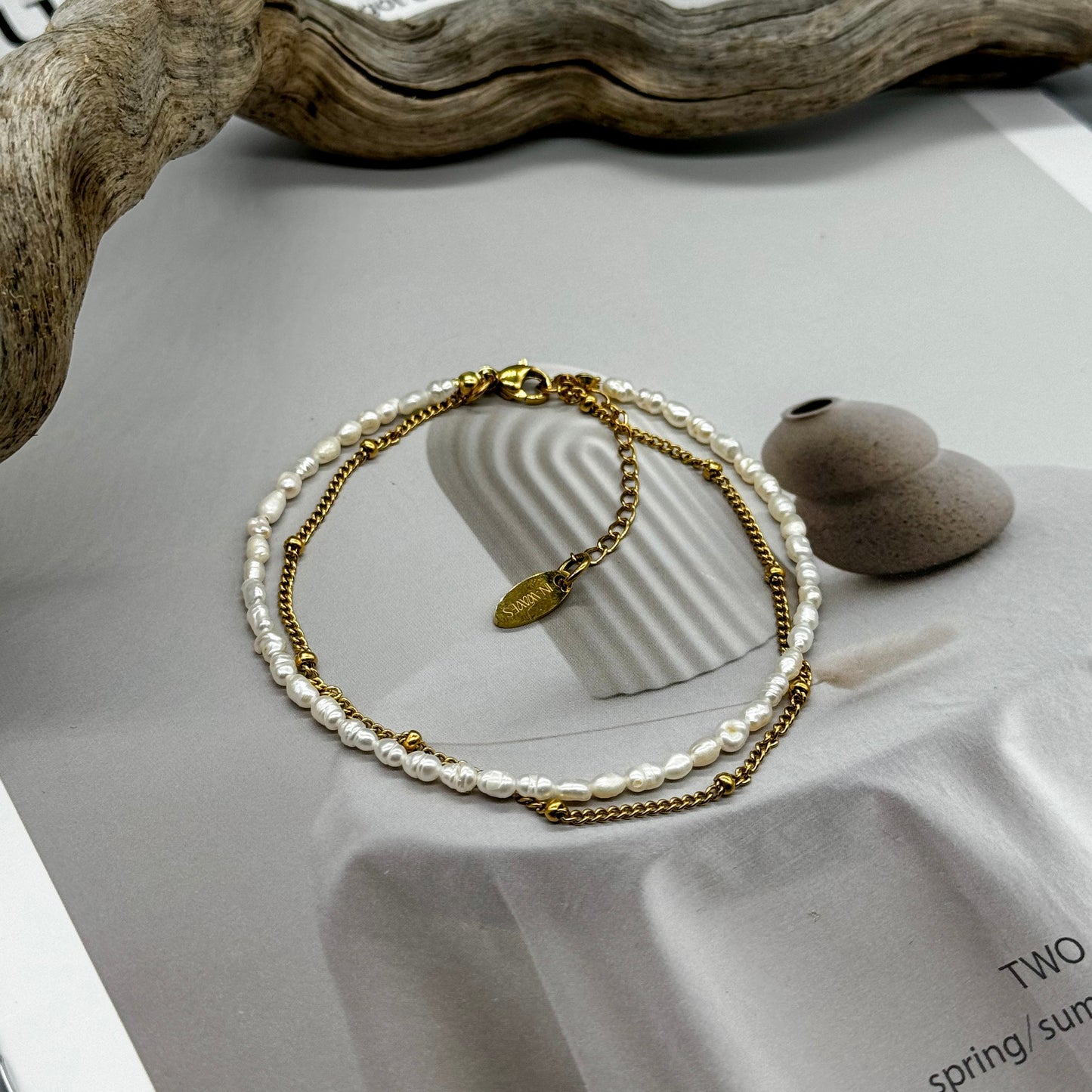 Гривна за глезен Pearls & Glam